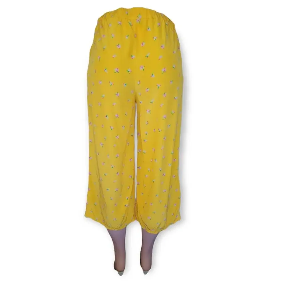 Paris Atelier & Other Stories Wide Leg Pants Women's Size 4 Yellow Cropped‎ - Picture 6 of 11